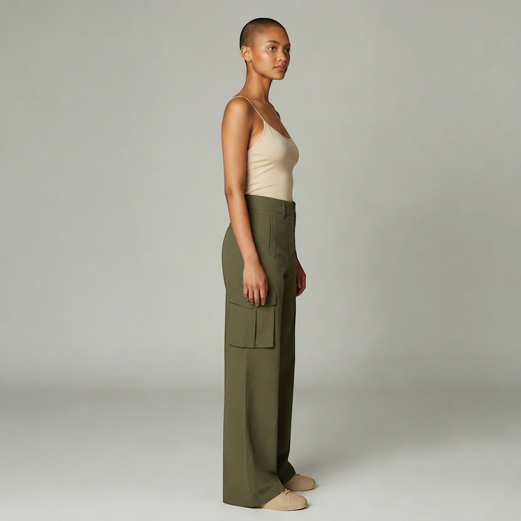 High Waisted Wide Leg Cargo Trousers