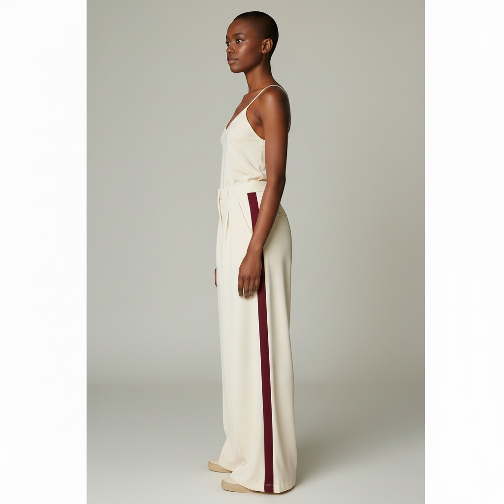 High Waisted Wide Leg Trousers with Side Stripe