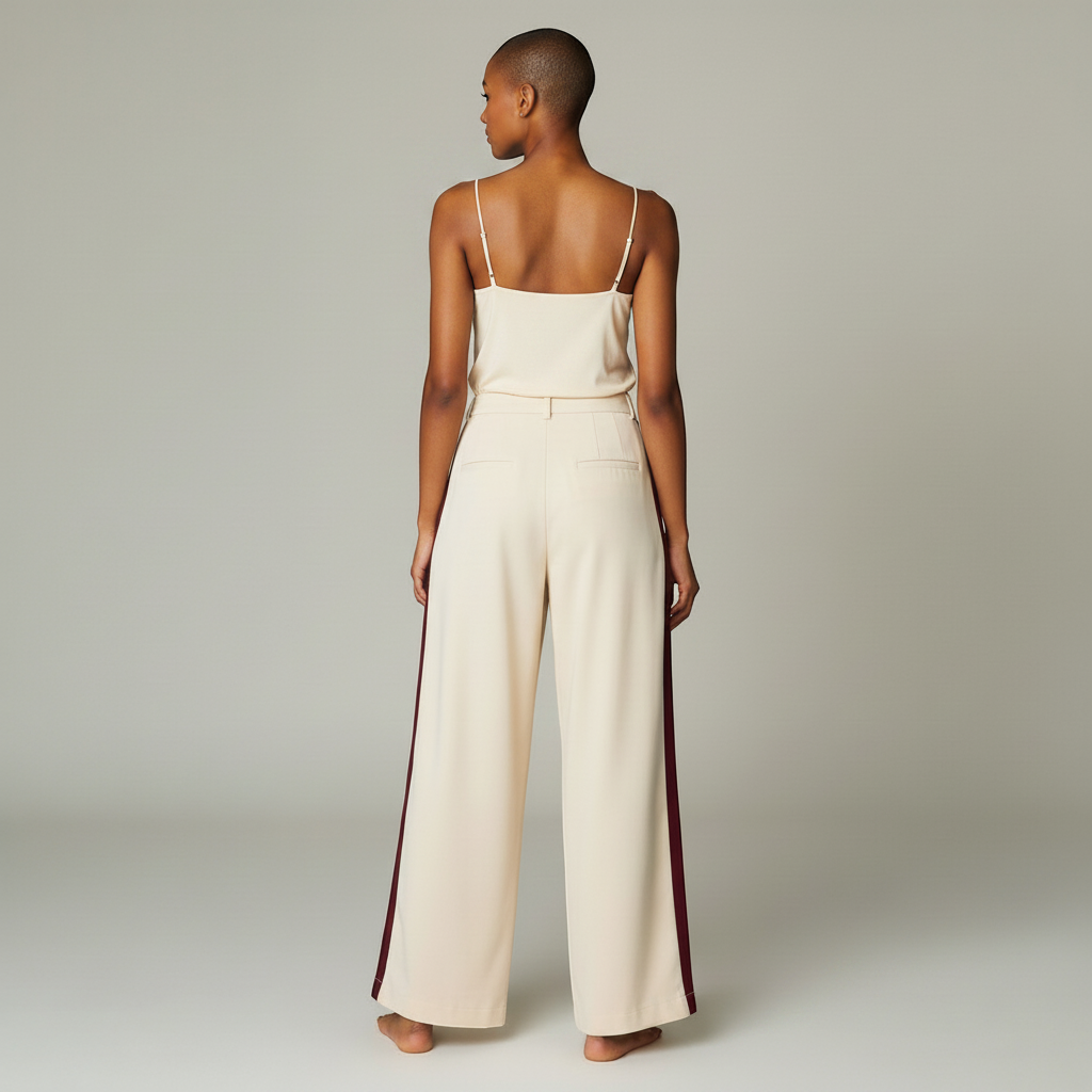 High Waisted Wide Leg Trousers with Side Stripe